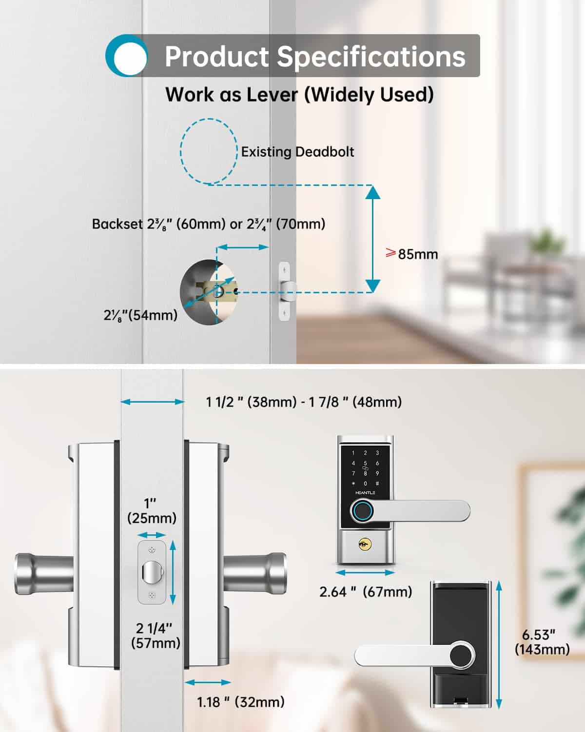 HEANTLE best fingerprint handle door lock