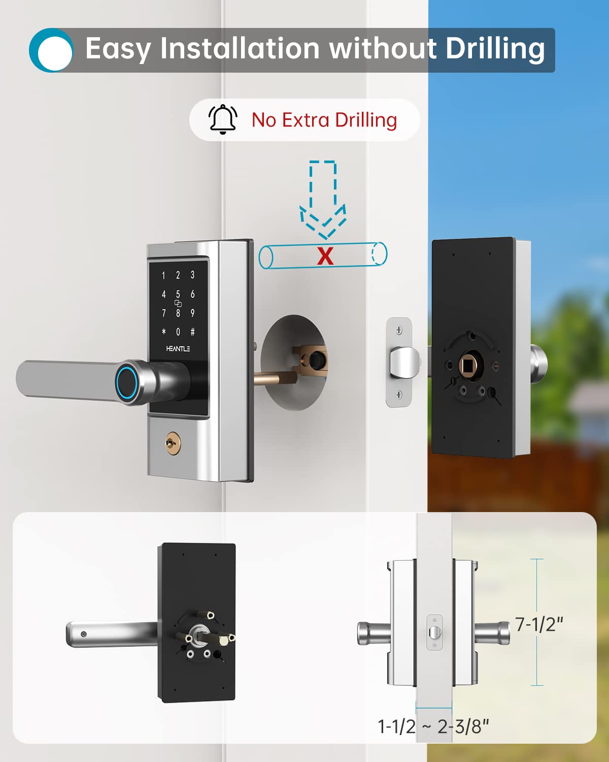 HEANTLE fingerprint lock handle