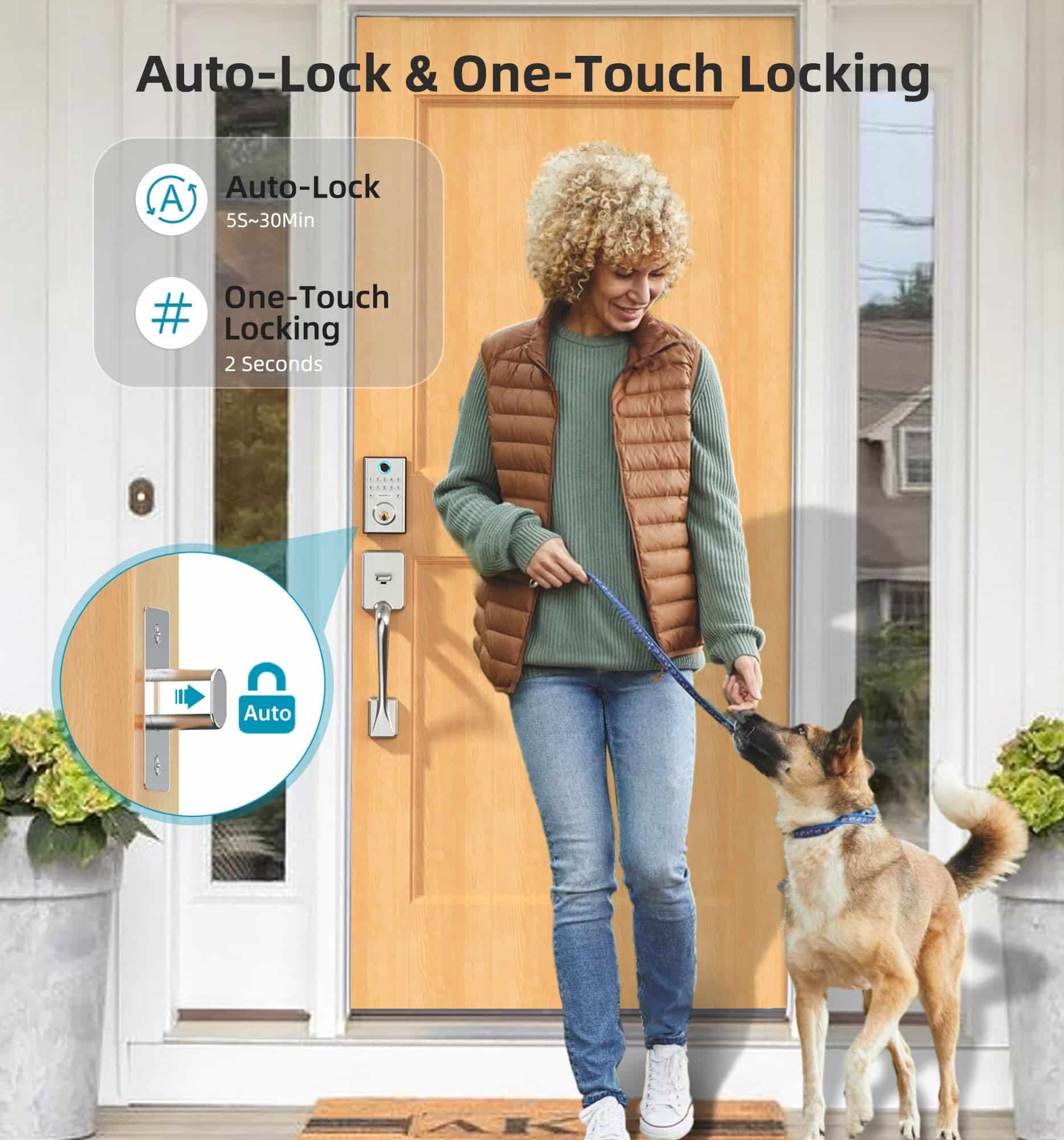 Silver Handleset Auto Lock Smart door locks