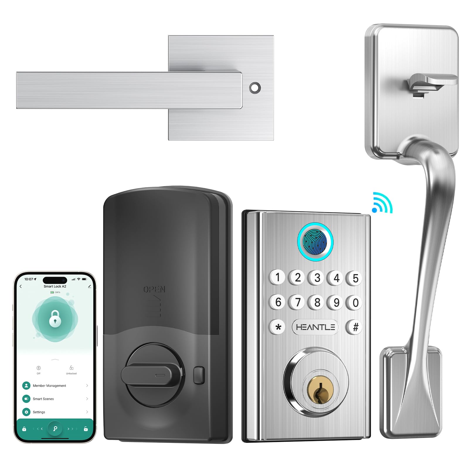 Silver Handleset HEANTLE Keyless Entry Deadbolt Locks