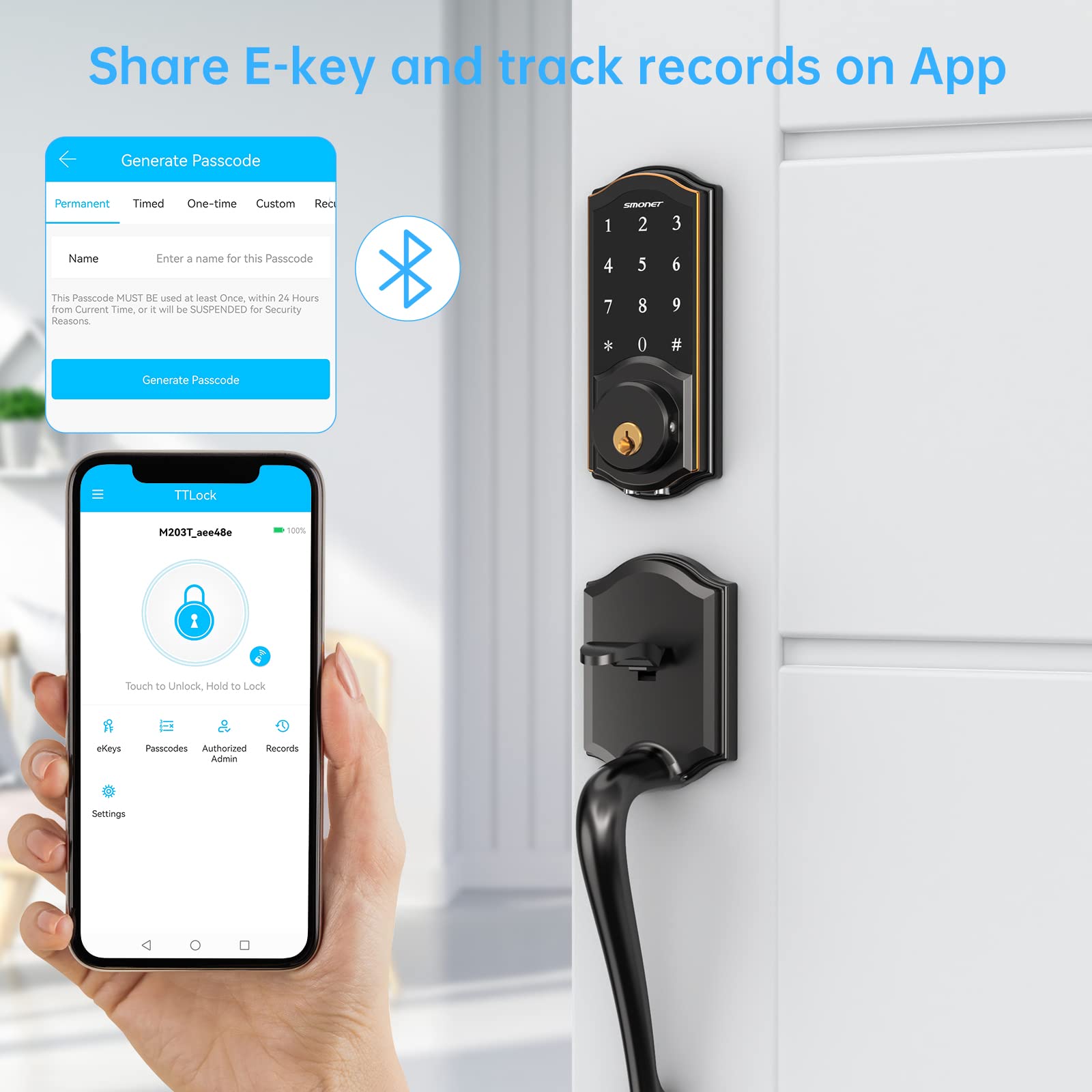 Smonet locks Share E-key and track records on App