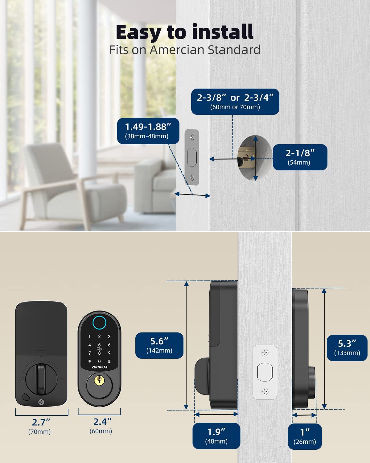 fingerprint door lock with key